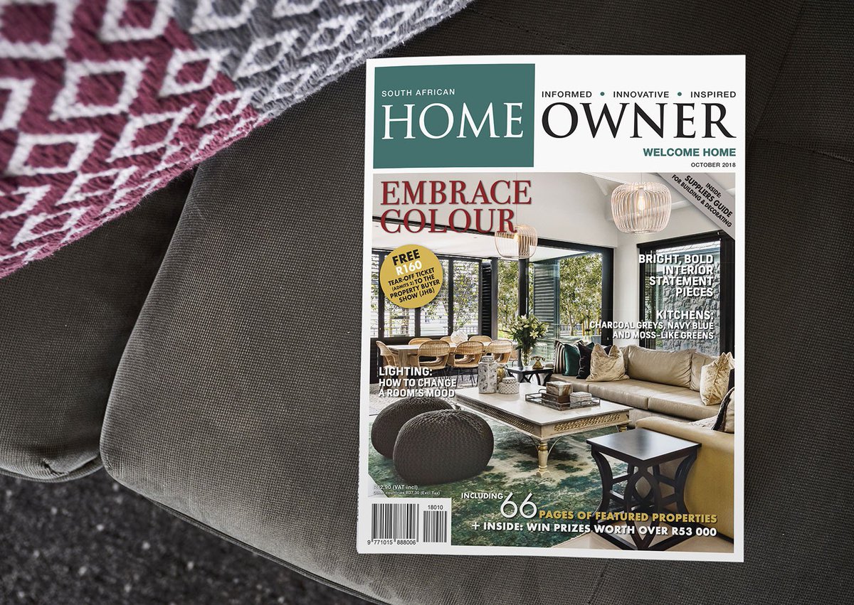 SAHomeOwner's tweet image. We celebrate colour in the October issue of @SAHomeOwner. Explore the allure of dark, dramatic and undeniably stylish kitchens, find out about the latest sanitaryware to make your bathroom sensational and delve deep into new paint trends and techniques. Get your copy today!