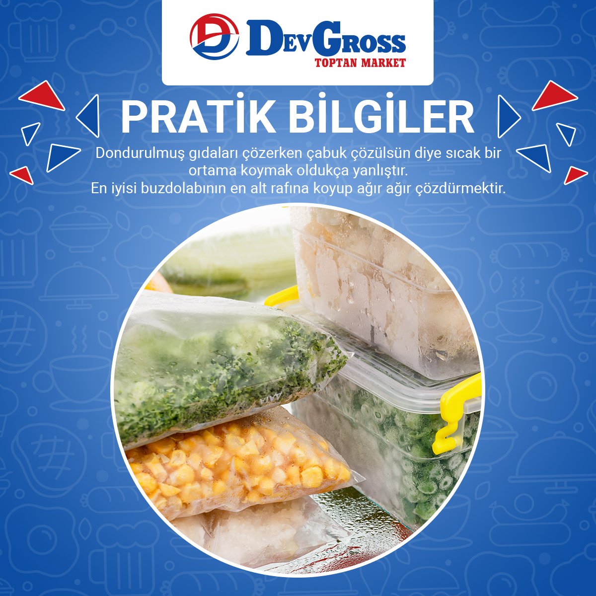 Devgrosstoptan1's tweet photo. Dondurulmuş gıdaları çözerken çabuk çözülsün diye sıcak bir ortama koymak oldukça yanlıştır.
En iyisi buzdolabının en alt rafına koyup ağır ağır çözdürmektir.
#devgross #devgrossmarket #samsun #samsunmarket #pratikbilgiler #mutfaksırları #faydalıbilgiler https://t.co/vHq32gRXBP