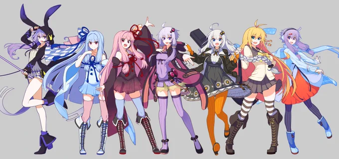 ゆかりさん完成ー!
今まで描いたボイロも並べてみたよ! 
