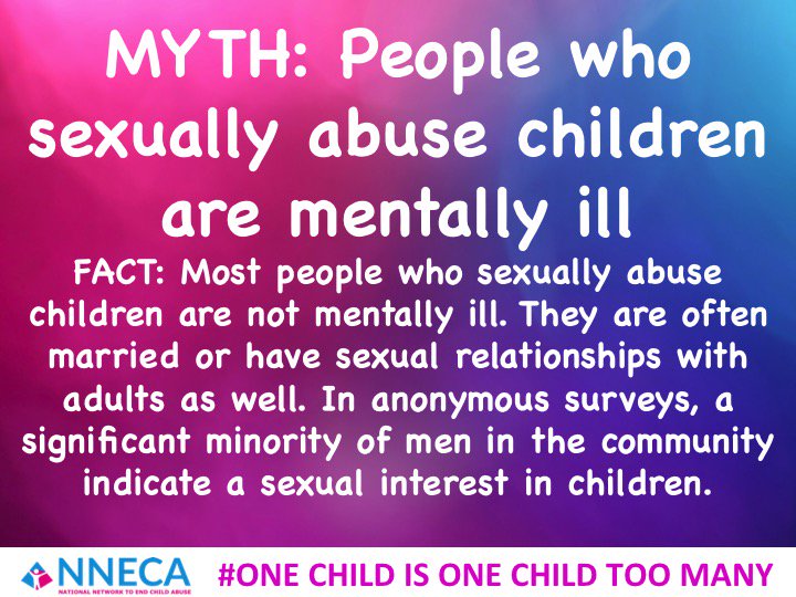 NNECA_'s tweet photo. #MYTHS about Child Sexual Abuse lead to misconceptions, 
&amp; discourage children from speaking out
WE MUST CHANGE THIS 
support https://t.co/Vk8Ca3PmPs 
#PreventChildAbuse #OnlineSafety #CSE #CSA #AbuseSigns #SexualAbuse #NNECA #Grooming
WATCH &amp; SHARE SIGNS https://t.co/K5lMpAs5Nx https://t.co/nqFA5XLake