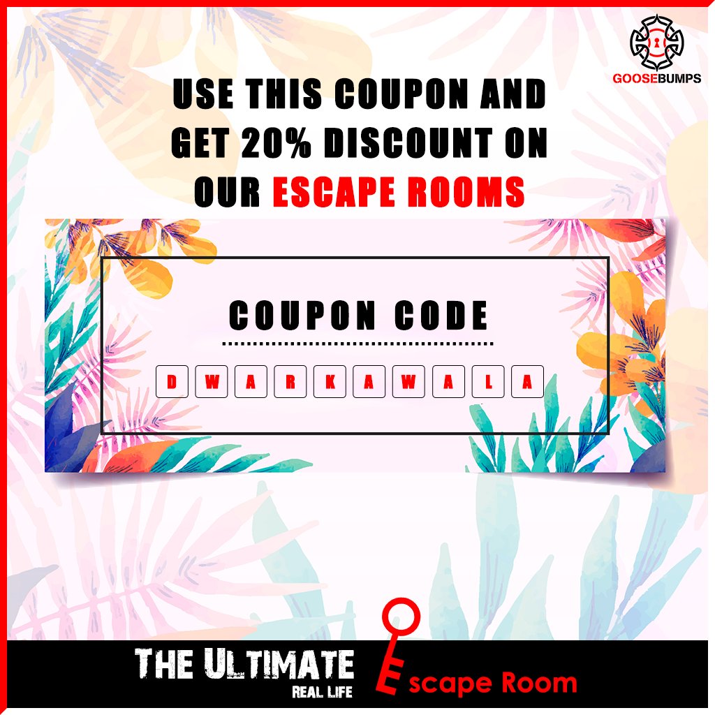 Goosebumps_IND's tweet photo. We bring the special 20% discount coupon for all the DWARKAWALA!
Reservation Available only on First Come First Serve basis.
Grab now – https://t.co/CWVuv6cEu1

Coupon Code: DWARKAWALA

#EscapeRoom #Offers https://t.co/nrG2l7tZ8n