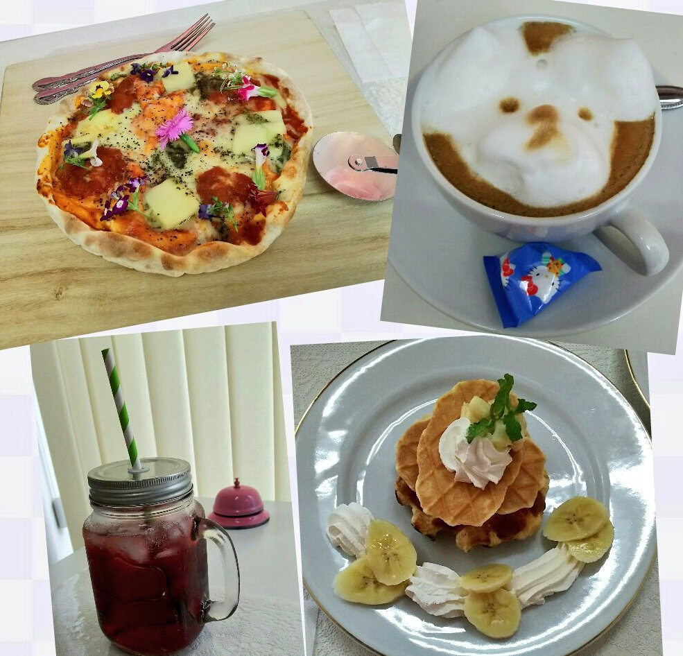 ট ইট র ミラスキーさん 上市町のショッピングデパートカミールに最近オープンした Pinky Cafe ピンキーカフェ に行って来ました 店内かわいい 食べ物も飲み物もラブリー 食べられるお花がのってるピザをムシャパクしてきました ごちそうさまでした