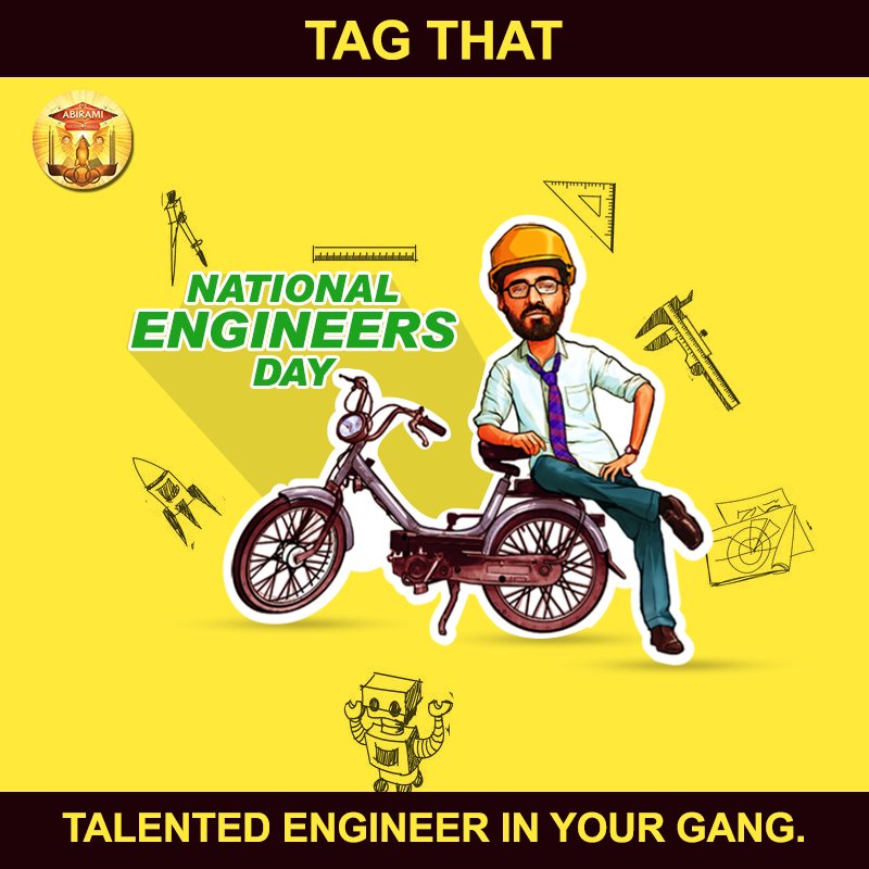 Tag that talented engineer in your gang.

#Tag #NationalEngineersDay #TalentedEngineer #AbiramiMegaMall