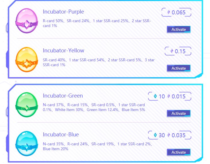 cryptogirlgame's tweet photo. We have new incubation now~ You can get high-star SSR via them~~ Come and see now https://t.co/TVmUyin5XV #cryptogirl #dapp #Blockchain #blockchaintechnology #blockchaingame https://t.co/BErZVKiQzD