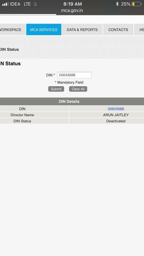 The real meaning of deactivation of DIN was to protect the political hands and to get the benefit of KYC by way of non-compliance.

#MCA21 
#OrganisedLoot 

‘@ajaymaken ‘@rssurjewala ‘@divyaspandana ‘@amanpanwar ‘@bushrakhanum86 @TheSamirAbbas