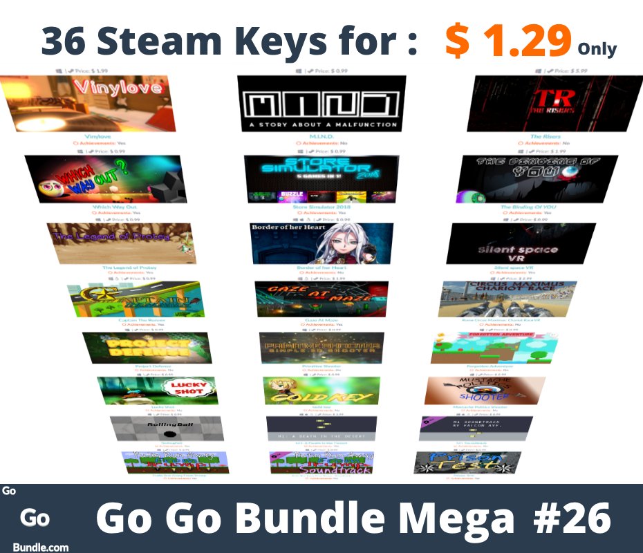 [Share &amp; Support Please] #GoGoBundle #Bundle Mega #26 36 #Steam Keys for $ 1.29 Only bundles.gogobundle.com #game #indiegame #indiedev #deal
