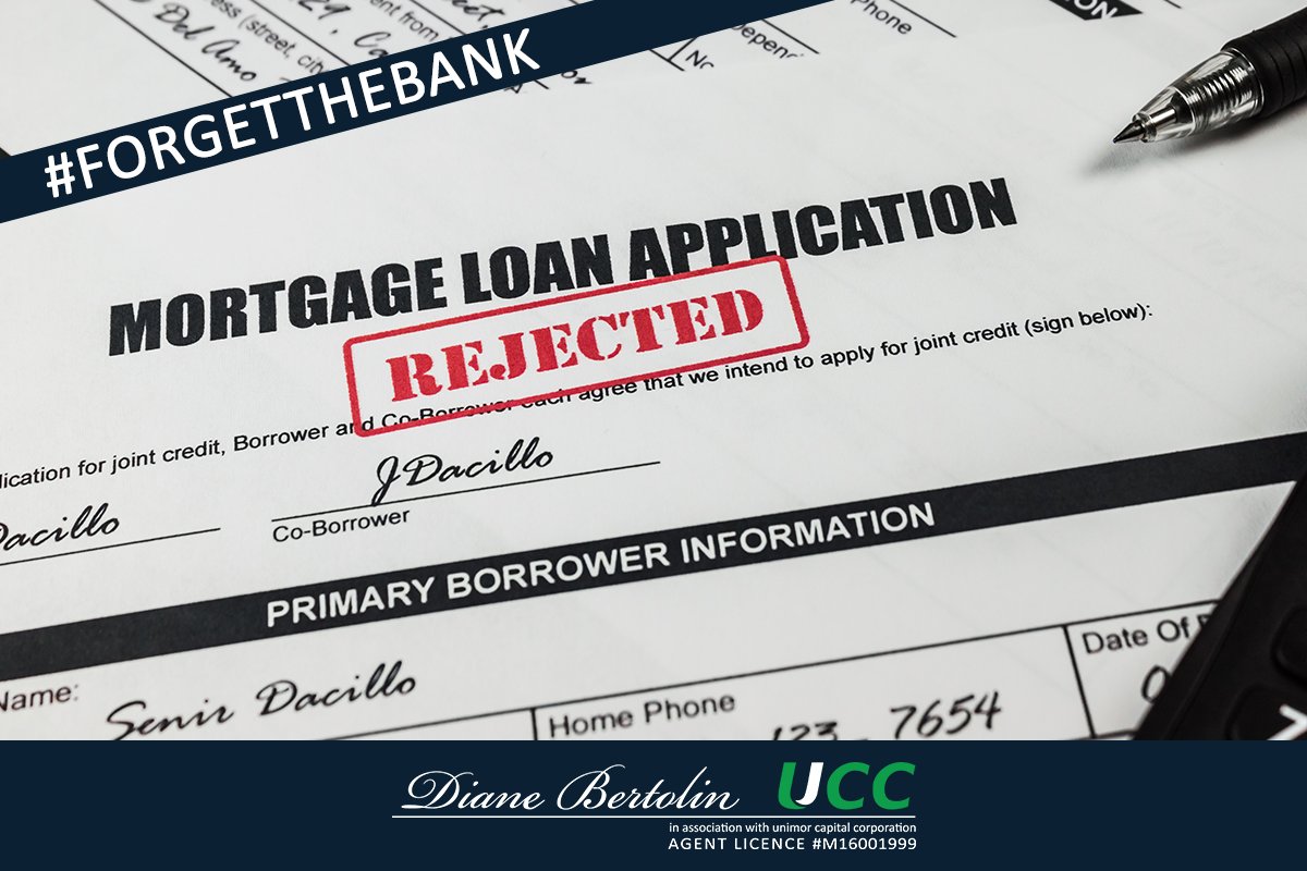 DianeBertolin's tweet photo. Was your #mortgage application rejected by the big #bank? As a #mortgagebroker, I have access to lenders who do not have the same restrictions. #Forgetthebank and give me a call, I can help get financing that suits your needs. https://t.co/VeMJphrVbw 
#MortgageAgent #YQG #GTARE https://t.co/X3Js7v6zVP