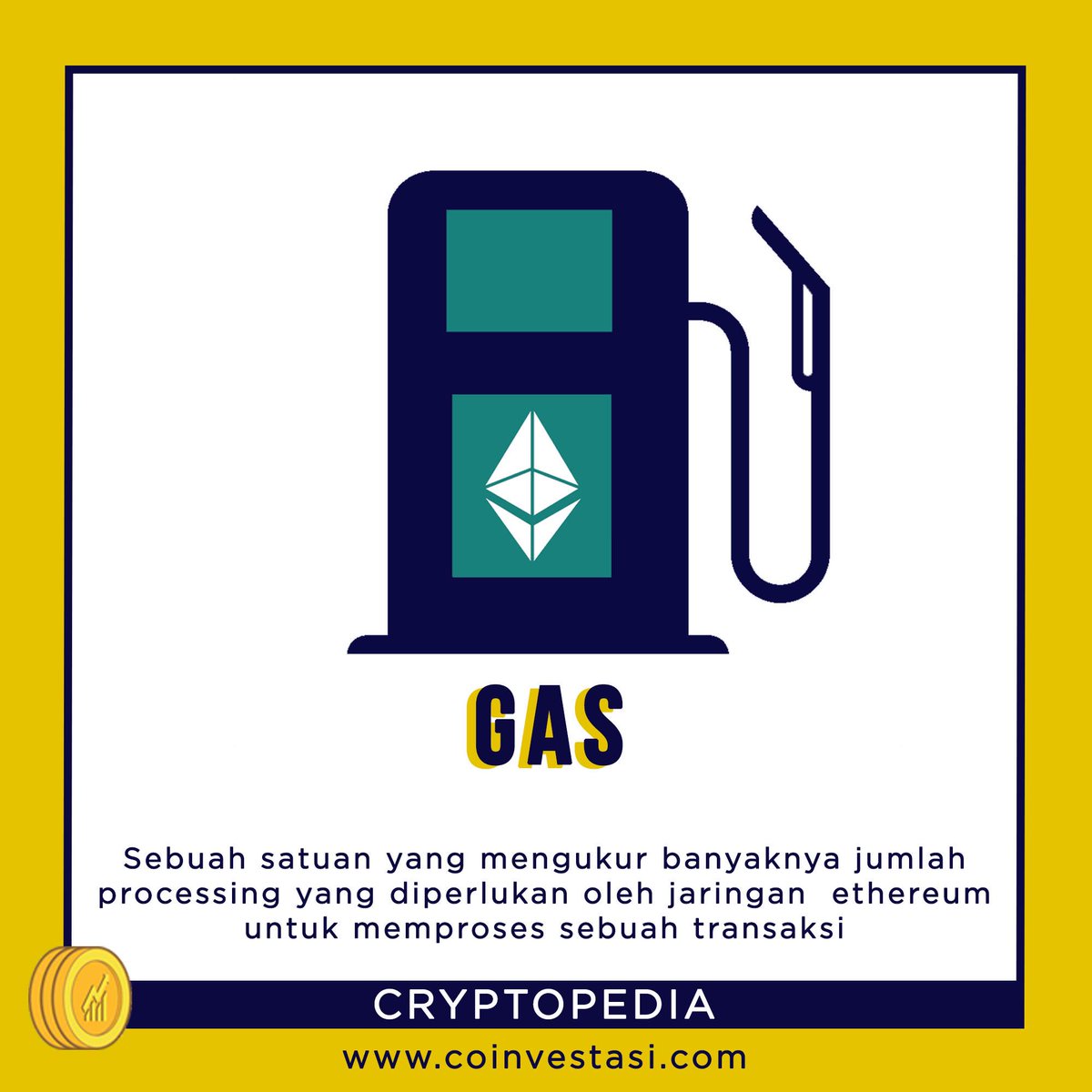 coinvestasi's tweet photo. Gas merupakan satuan yang mengukur banyaknya jumlah processing yang dibutuhkan jaringan etherum untuk memproses sebuah transaksi
#ethereumgas #gasethereum #gasether #miningethereum #blockchainethereum #ethereum #belajarethereum #belajarcryptocurrency #teknologiblockchain https://t.co/bB9ioj0z8D