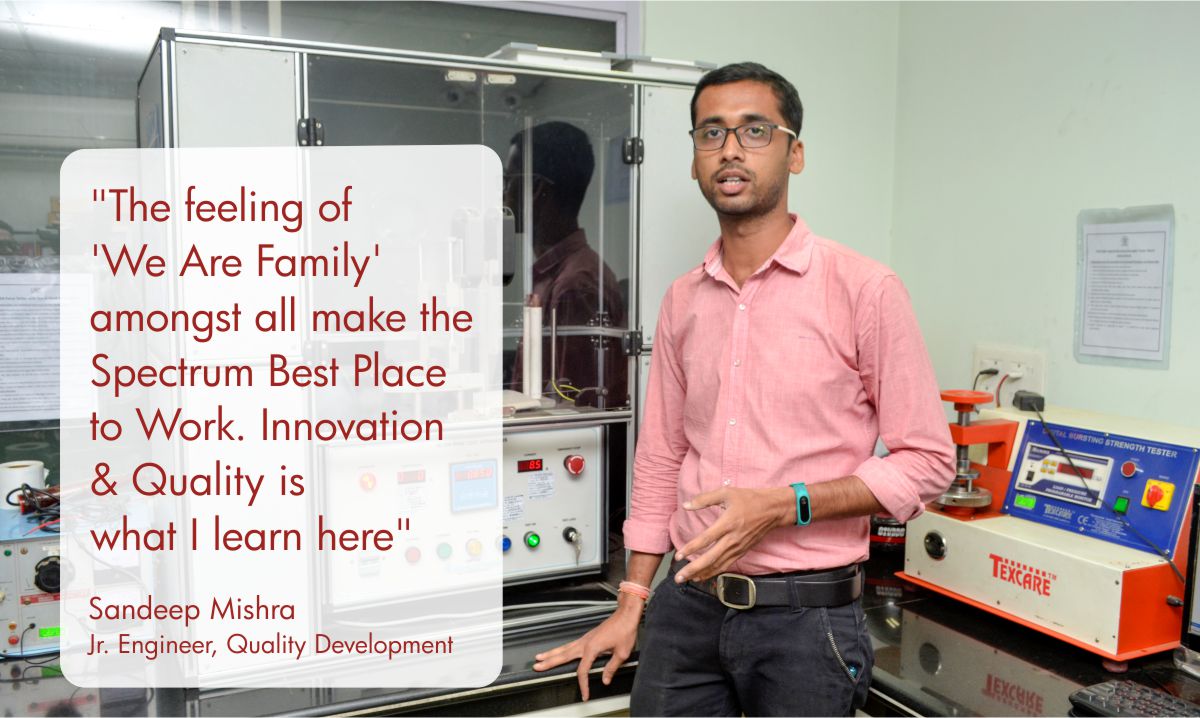 SpectrumEIL's tweet image. Young Colleague Sandeep Mishra shares his experience about work culture at #Spectrum. Yes, We are big family of more than 1000 colleagues spread at our plants &amp;amp; offices in Jalgaon &amp;amp; Nashik. Sandeep admire our MD's emphasis on Quality Check &amp;amp; Innovaton in product development.