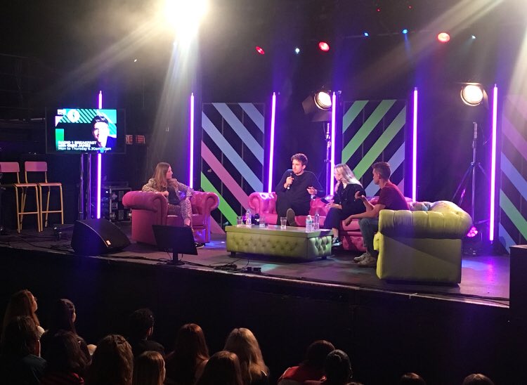 .@GregJames and the @BBCR1 Breakfast Show team have joined @AbbieAbbiemac on the BBC #Radio1Academy couch!