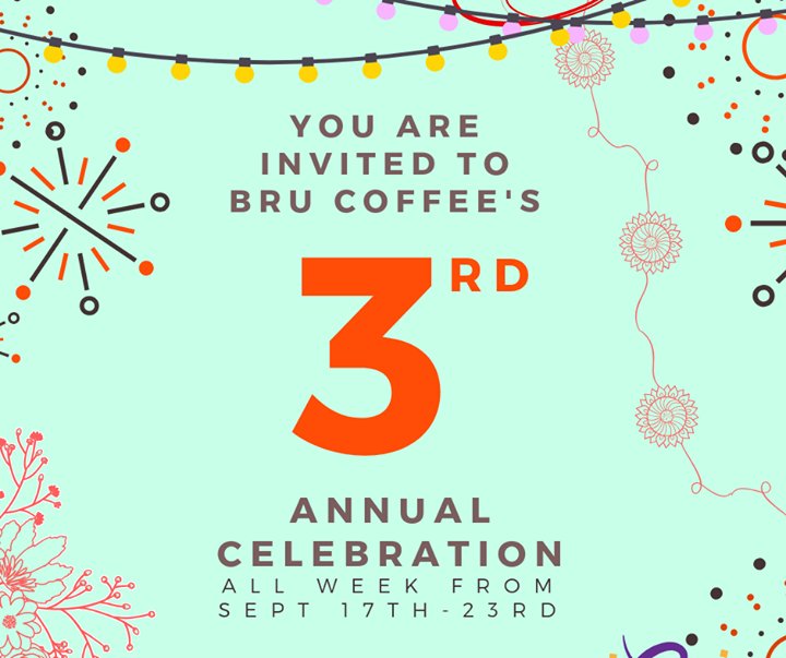 Our 3rd #AnnualCelebration is coming up from the 17th - 23rd! To thank all of you #WonderfulCustomers we are going to have $3 #Beers and $2 #Coffees all day everyday! Not to mention the $1 #Cookies. Drop by for the #LiveMusic throughout. #3YearCelebration #ThankYou #Bru