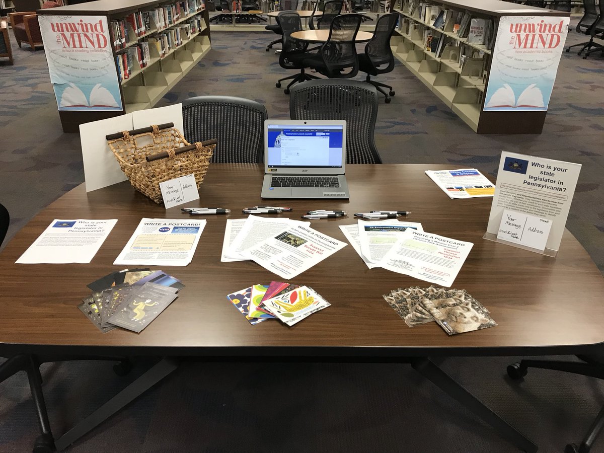 sustainPSUBW's tweet photo. Happy #ConstitutionDay everyone! We’ve teamed up with @psulibs #VairoLibrary for some postcard writing for #advocacy- Hidden Figures Congressional Gold Medal Act, banning puppy mills in PA, & requiring risk assessment on Mariner East 2 pipeline. #makingadifference https://t.co/O6jD4lIST3