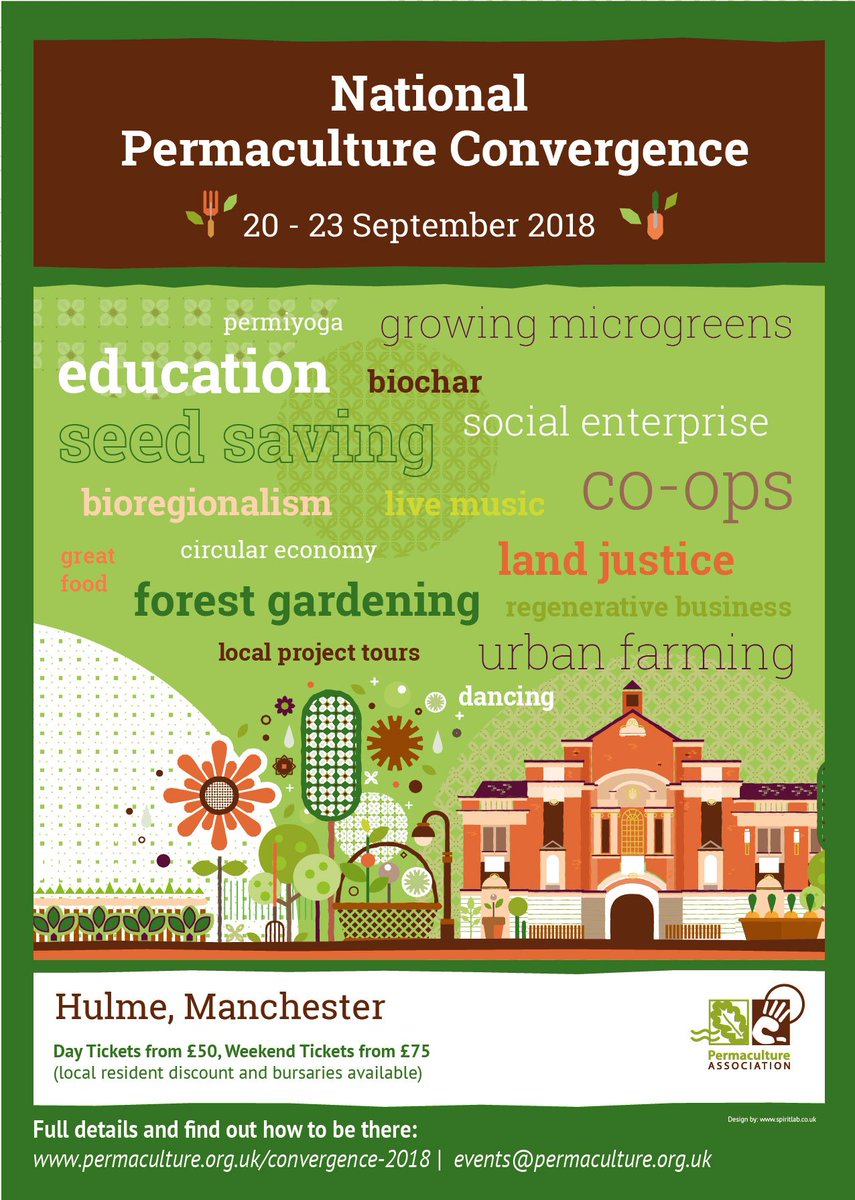 Are you coming? @Permaculture_uk's National #Permaculture Convergence in Manchester on 20-23 Sept. Learn about #forestgardening #landjustice #urbanfarming & more! goo.gl/jR6Xbu  #permaculturenow