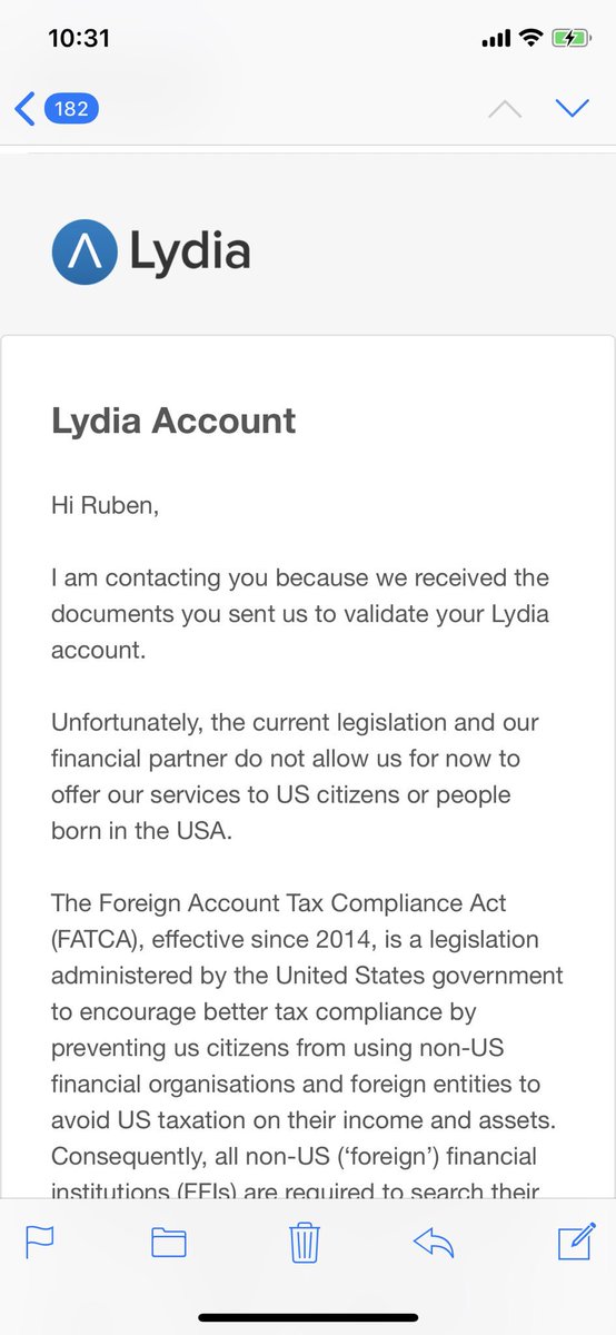 rtrev_mktg's tweet photo. The reality of being an #Americanabroad. I would love to be able to buy my groceries, split bills and transfer money easily to friends using #Lydia @applydia @applydia_en Stop #FATCA #USPerson #AmericansAbroad #DualCitizens are #secondclasscitizens @natan613 @DEMSinEUland https://t.co/A88EJm911q
