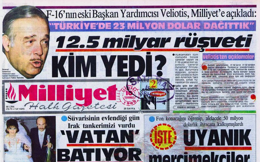 kitap_vekultur's tweet photo. 10 Temmuz 1985: F-16 projesinin eski başkan yardımcısı, Türkiye'ye F-16 satabilmek için 12.5 milyar rüşvet verdiklerini ve kadınlı kızlı partiler düzenlediklerini söyledi. https://t.co/VHi0M9PnJp