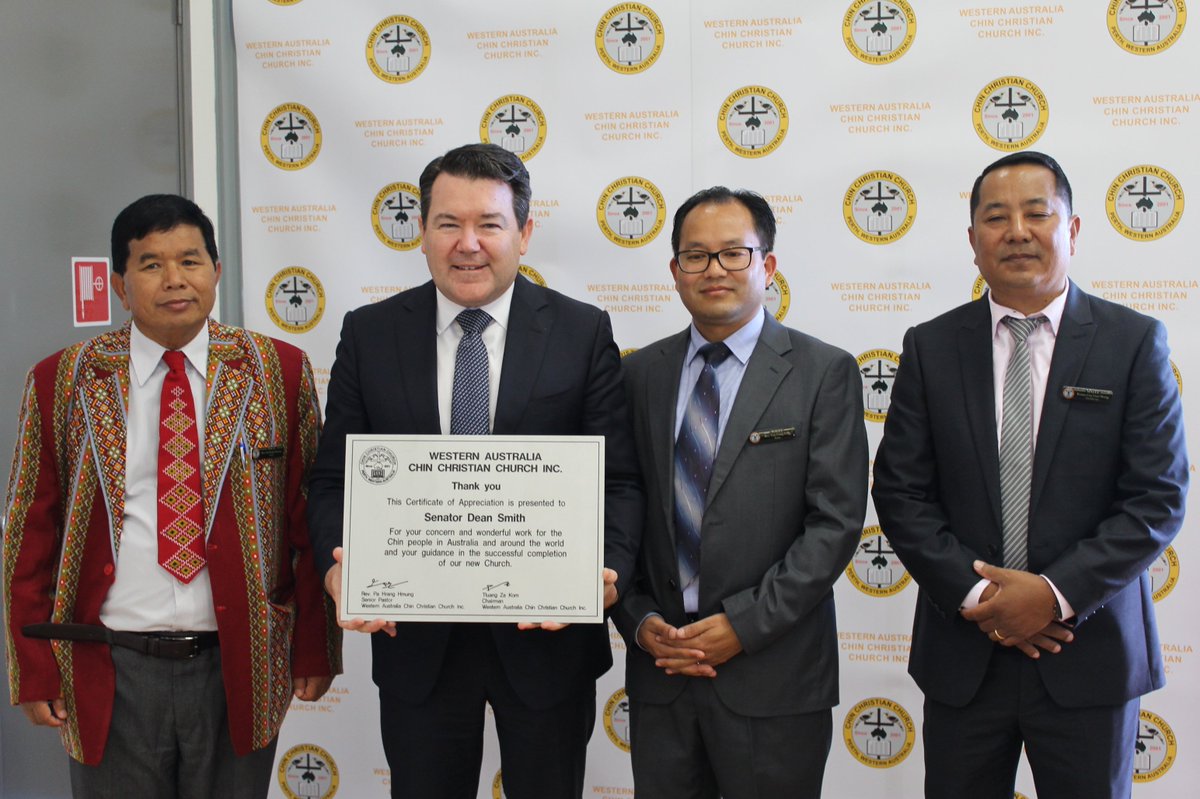 DeanSmithWA's tweet photo. Proud to have attended the opening of the Chin #Christian Community Church in Bennet Springs with @MathiasCormann. This milestone represents the perseverance and determination of the #ChinCommunity and their desire for new beginnings in our country. https://t.co/VUp5ttaemK