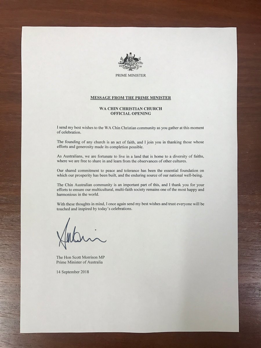 DeanSmithWA's tweet photo. Proud to have attended the opening of the Chin #Christian Community Church in Bennet Springs with @MathiasCormann. This milestone represents the perseverance and determination of the #ChinCommunity and their desire for new beginnings in our country. https://t.co/VUp5ttaemK