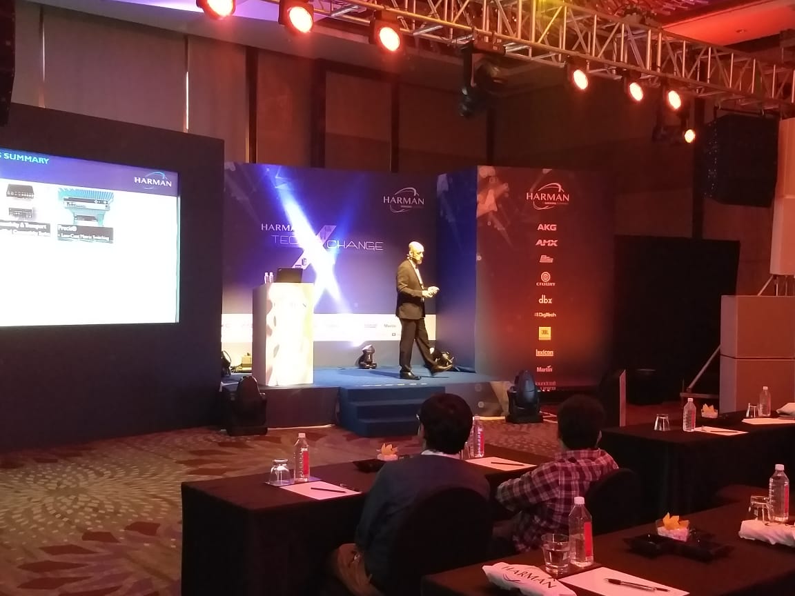 HarmanProIndia's tweet photo. A look into the Mumbai leg of #TexhXchange 2018 today at @JWSahar. #StayTuned for more updates on exciting training sessions and demos by experts from #HarmanProfessionalSolutions. https://t.co/MEKBNZl3e5