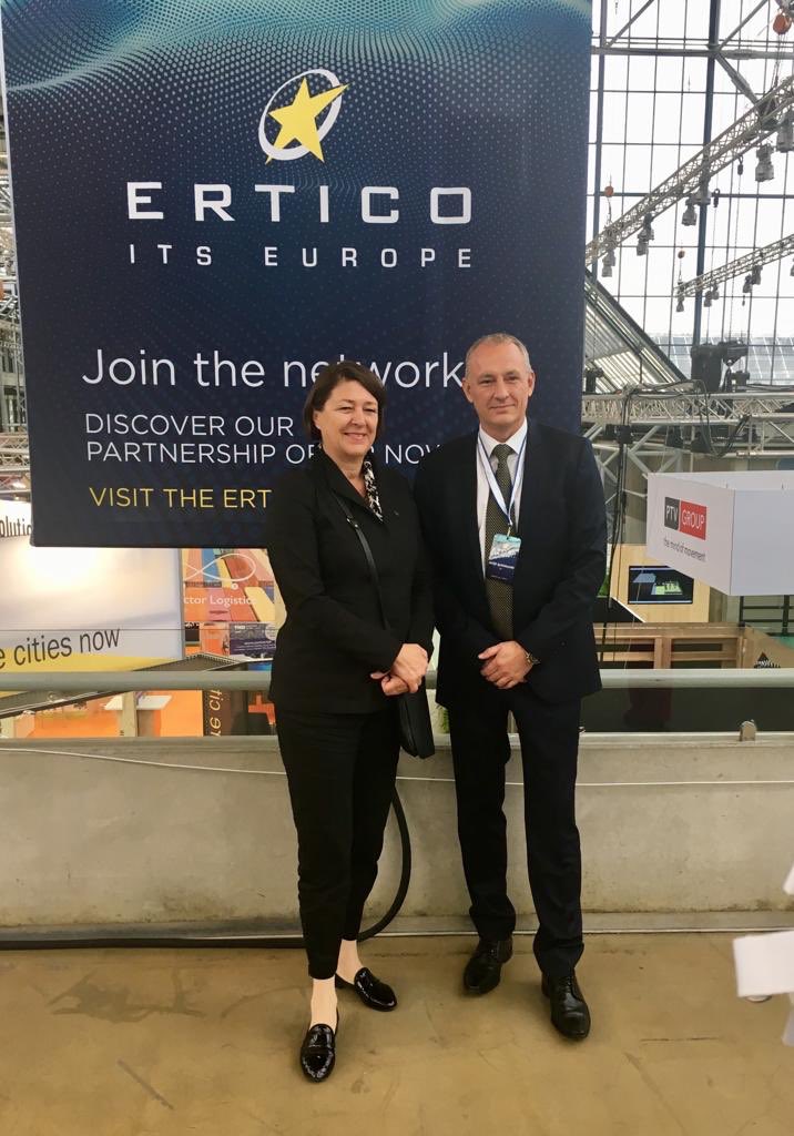 Transport_EU's tweet photo. .@Bulc_EU w/ @ERTICO_CEO kicking off the #MaaSummit2018 at the #ITSWC18 along FI Minister Werner: "I hope #MaaS will drive down negative externalities of mobility, notably pollution, congestion & road deaths." https://t.co/InaNtmhR6r