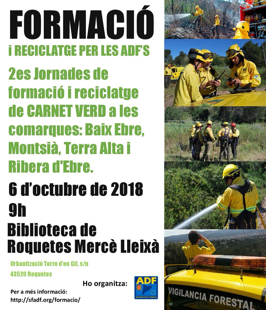sfadfcat's tweet photo. Nova FORMACIÓ de Carnet Verd a Tarragona. #BaixEbre, #ElMontsià, #ElPriorat, #Riberad'Ebre i la #TerraAlta. Aquesta formació, organitzada pel @sfadfcat, és el primer pas per ser voluntari d’una #adfcat. El curs és gratuït i les places són limitades. https://t.co/Qv3D4B5gly