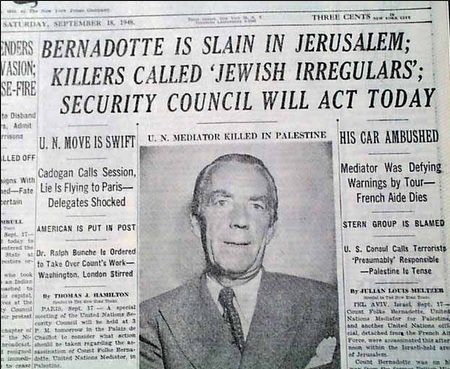 inxtu on X: "Hace 70 años era #asesinado por terroristas sionistas judíos el primer enviado de la ONU para el conflicto árabe-ísraelí, conde Folke Bernadotte. Estos terroristas serían Primeros Ministros de #Israel,