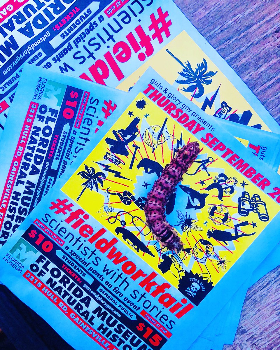 TWilliamsGNV's tweet photo. @chelsin_around caught a 🐛 hugging our posters for this Thursday night’s show! ❤️It’s at 7 at the Florida Museum! Doors at 6 so you can enjoy food and the baaaaah. 🍷 🍺 @gutsandglorygnv @bestofgainesville @fieldworkfailsgnv @floridamuseum @GutsGloryGNV @WUFTNews https://t.co/7OYJsCPEQ5