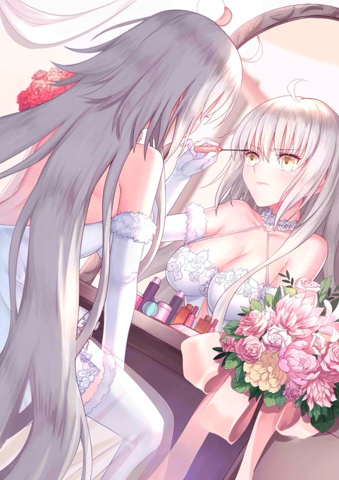 #FGO #ジャンヌ・オルタ  黑贞婚礼准备中?
? 和光茶会周年庆婚纱本图 ? 