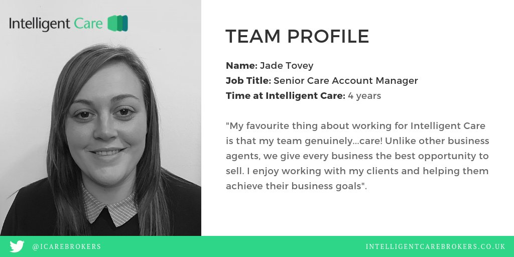 Meet Jade Tovey, Senior Account Manager at <a href="/ICareBrokers/">Intelligent Care</a> #teamwork #MondayMotivation #healthcare #childcare