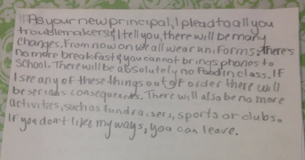 We read the fiery sermon from Jonathan Edwards and then made our own as if we were a principal at a new school. Great Awakening for sure.