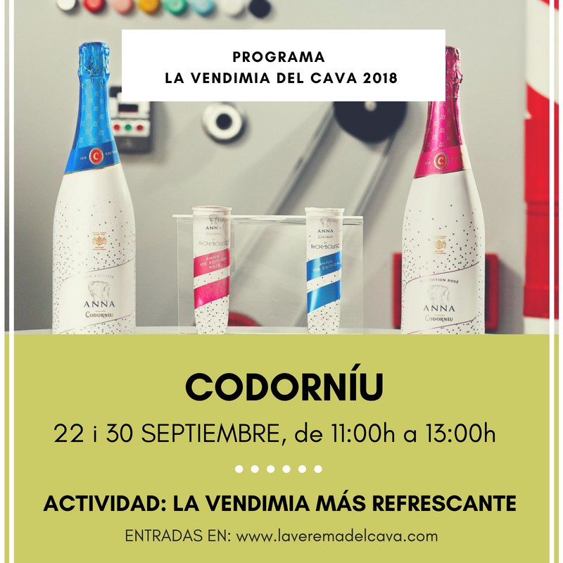 🔊 ¡Una actividad extraordinaria! 
Anna de Codorníu organiza una actividad única con la degustación de un cocktail refrescante elaborado con el Anna Ice Rosé y un Anna Rocks, un helado de Jordi Roca. 😃 PLAZAS LIMITADAS. 
👉laveremadelcava.com  
#LaVeremadelCava #LVDC2018