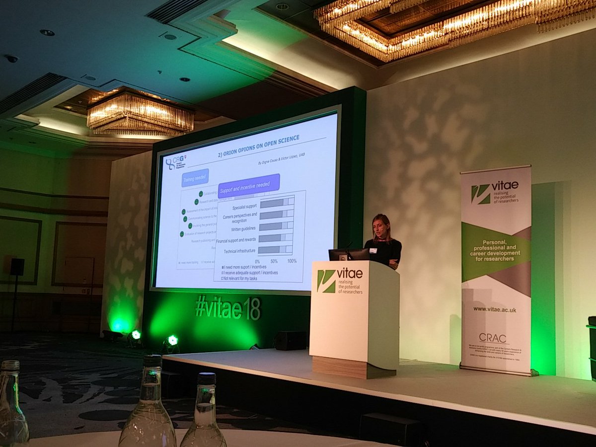 AWissenburg's tweet photo. @Vitae_news @MichelaBertero @CRGenomica Great insights on incentives required for open science from project #Orion #vitae18 @MichelaBertero https://t.co/sXJHB6TLfR