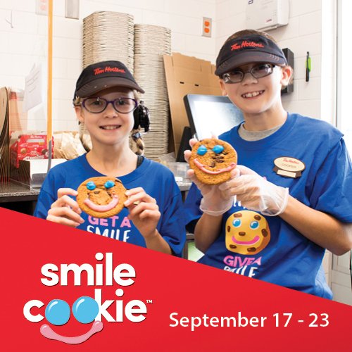 Children's Health Foundation (@chfhope) on Twitter photo It's <a href="/TimHortons/">Tim Hortons</a> #SmileCookie Week! Fresh, yummy chocolate chunk cookies are only $1 and support local kids! Get yours today and send us your #SmileCookieSelfie! It's <a href="/TimHortons/">Tim Hortons</a> #SmileCookie Week! Fresh, yummy chocolate chunk cookies are only $1 and support local kids! Get yours today and send us your #SmileCookieSelfie!