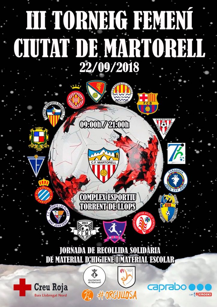El proper cap de setmana tindrà lloc el III Torneig de Futbol Femení Citutat de Martorell.
Estem molt contents per que enguany iel <a href="/cfmartorell/">CF Martorell</a> ens dóna la oportunitat de fer recollida de material d'higiene i material escolar. @cupfemeni #iniciativessolidaries