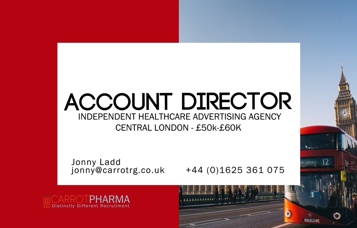 Keen to speak to senior people in Healthcare Advertising. Lots of exciting things happening at a couple of the industries top agencies. Drop me an email or give me a call...

#healthcareadvertising #marketing #jobs #healthcarecomms