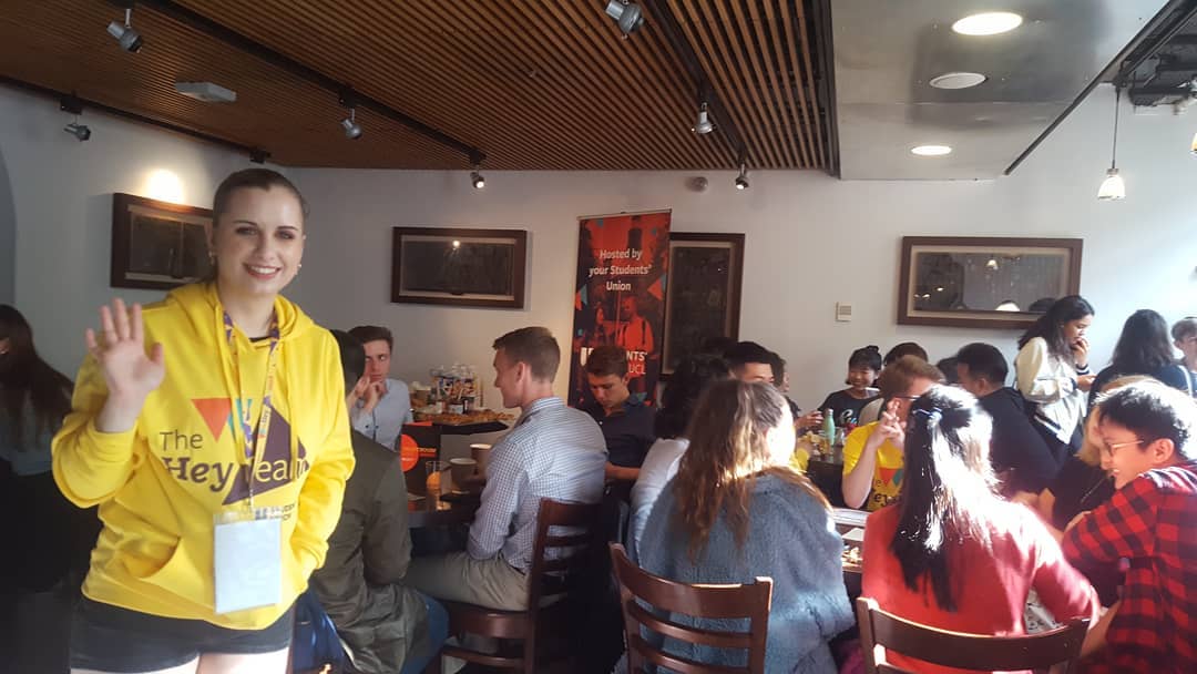 TheUnionUCL's tweet photo. Our first event was a resounding success! Breakfast meetings are taking place every morning this week so book yours now! Also, meet Agata from the #heyteam! They're here for you so look out for them around campus. See all events at https://t.co/BZRgS57fd4 #myuclyear #Welcome2018 https://t.co/ZoCrnFAqoO
