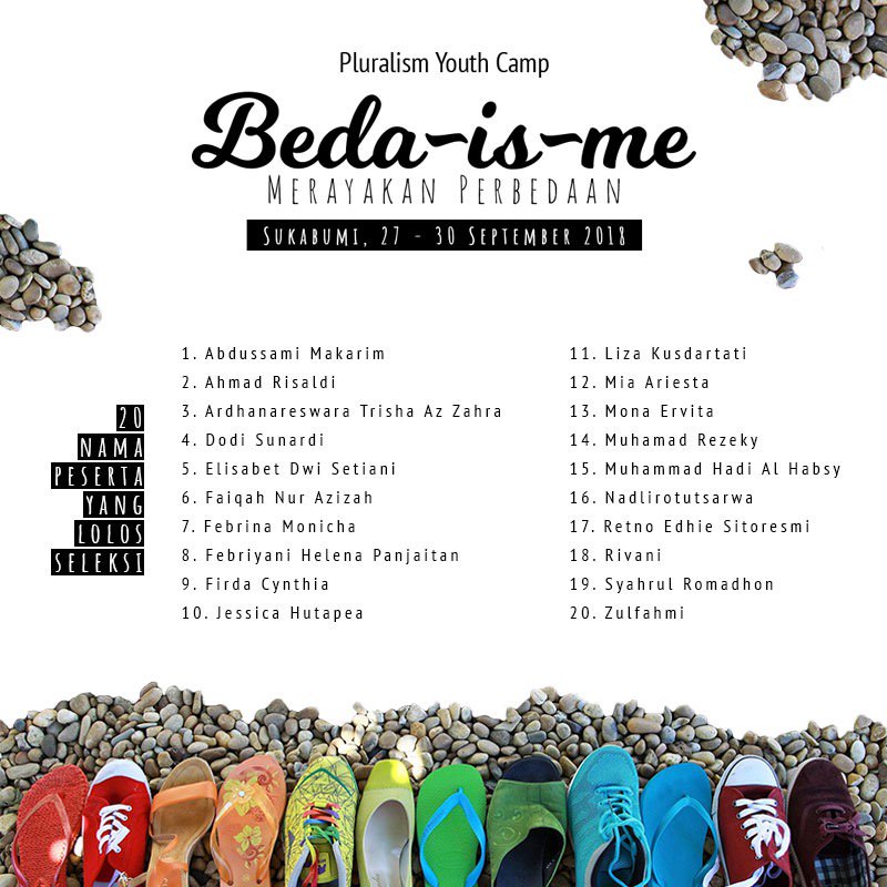 LBH_Jakarta's tweet photo. Selamat sore Sob Youth,
Akhirnya setelah proses pendaftaran dan seleksi calon peserta, tiba saatnya kami mengumumkan para peserta yang lulus. Taraaaa! Inilah 20 nama yang berhak mengikuti rangkaian kegiatan Youth Camp #BedaIsMe di Sukabumi pada 27-30 September 2018. https://t.co/xQutkhThjg
