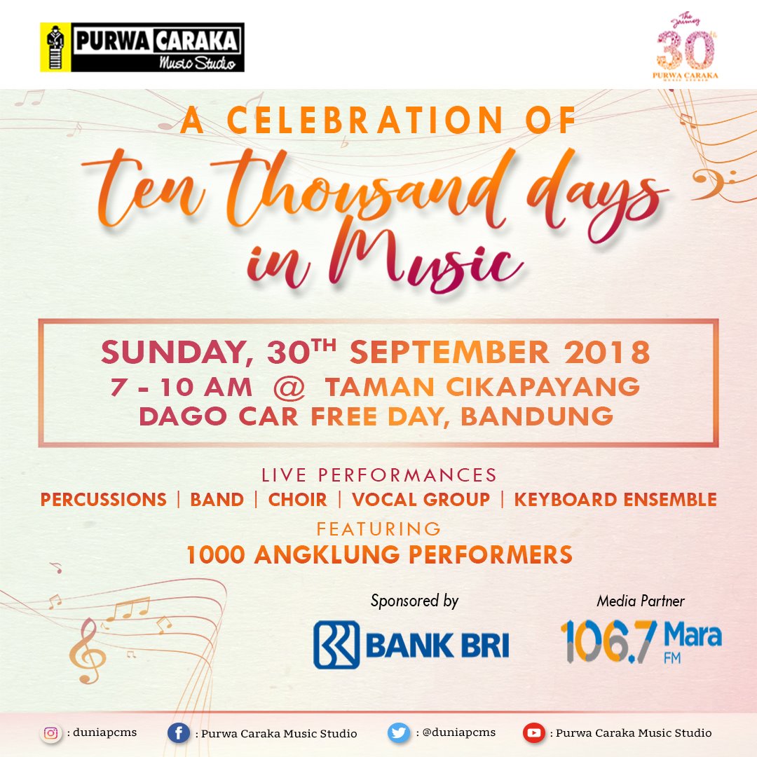 #thejourney30tahunPCMS akan hadir di Dago Car Free Day Bandung tanggal 30 September 2018  .
Jangan sampai terlewatkan yah teman-teman!!