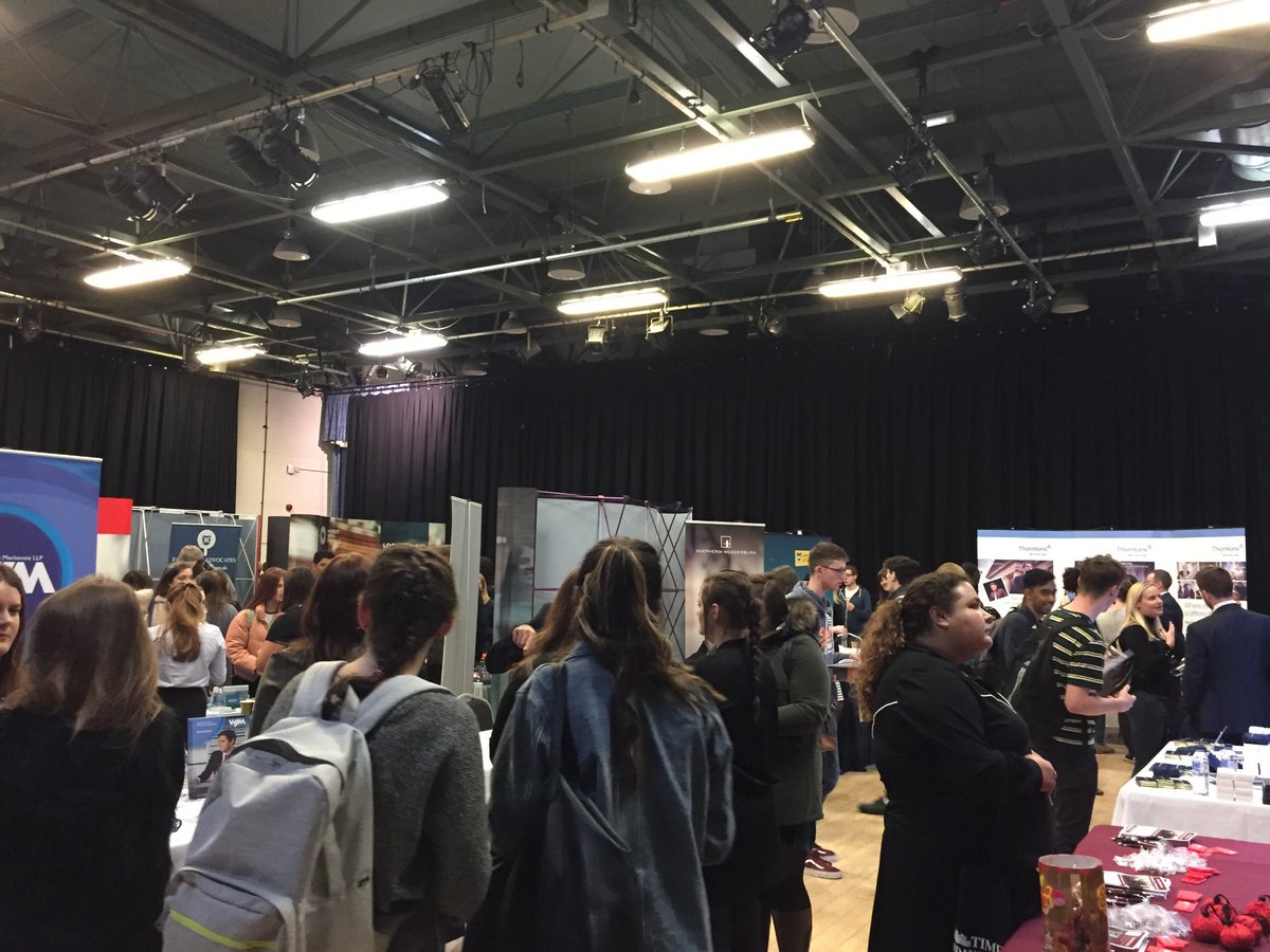 LawDundee's tweet photo. Our Legal Recruitment Fair 2018 is happening now! Come  by Bonar Hall to meet with loads of firms, the Dundee Uni Law Society, @DundeeMooting, @dundee_law and other interesting exhibits! (And one table even has free chocolate!) https://t.co/Wm0ZQA6Djg