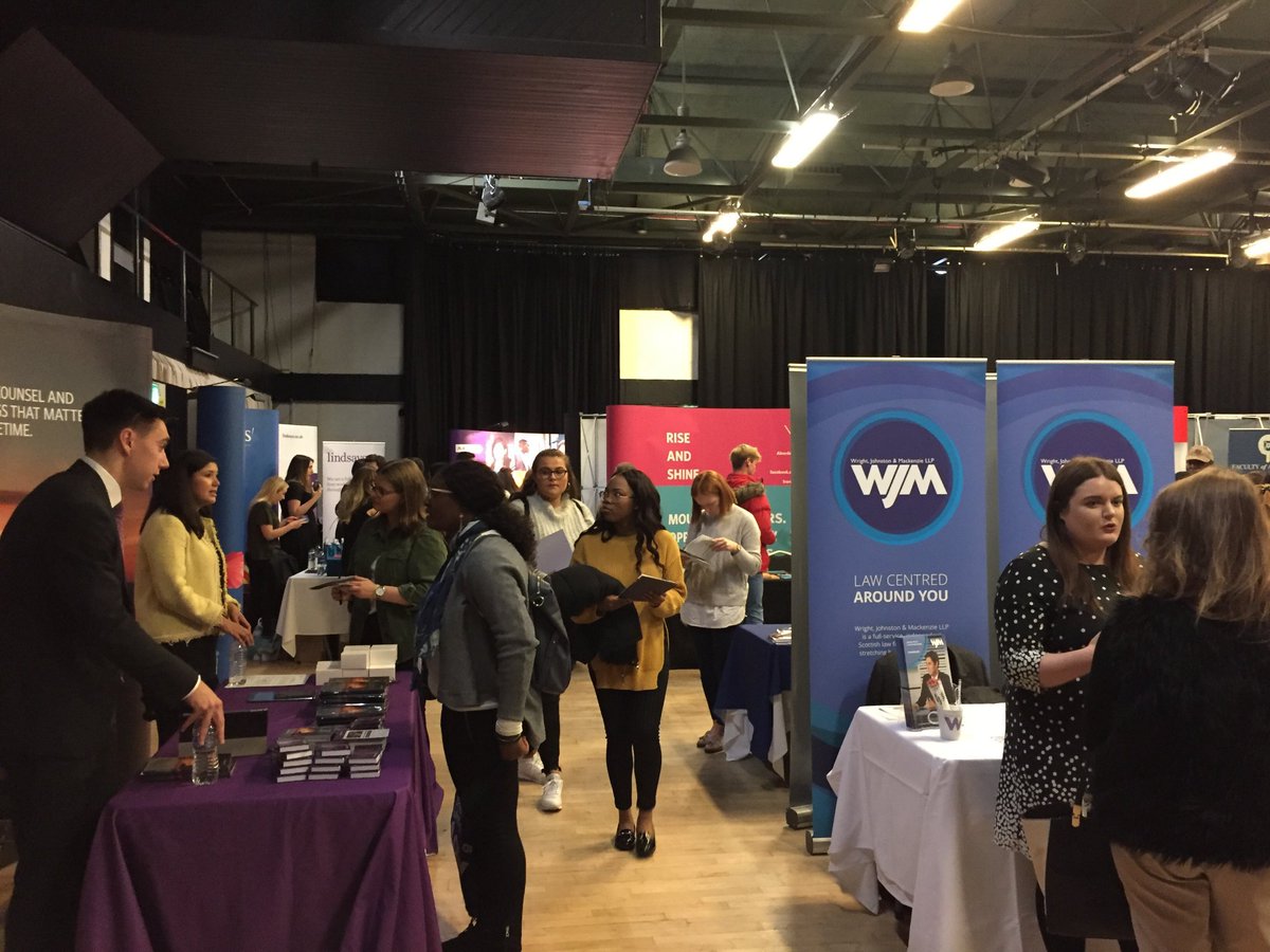 LawDundee's tweet photo. Our Legal Recruitment Fair 2018 is happening now! Come  by Bonar Hall to meet with loads of firms, the Dundee Uni Law Society, @DundeeMooting, @dundee_law and other interesting exhibits! (And one table even has free chocolate!) https://t.co/Wm0ZQA6Djg
