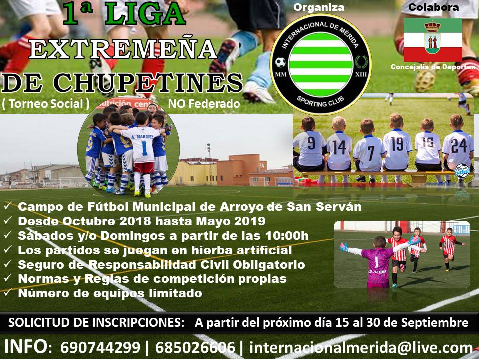 InterMerida_SC's tweet image. 1ª LIGA EXTREMEÑA DE CHUPETINES 
(Torneo Social NO Federado)

Si estáis interesados en participar en esta novedosa LIGA EXTREMEÑA DE CHUPETINES, poneros en contacto con nosotros en los teléfonos o el correo del cartel publicitario.

Te esperamos!!!

3/3