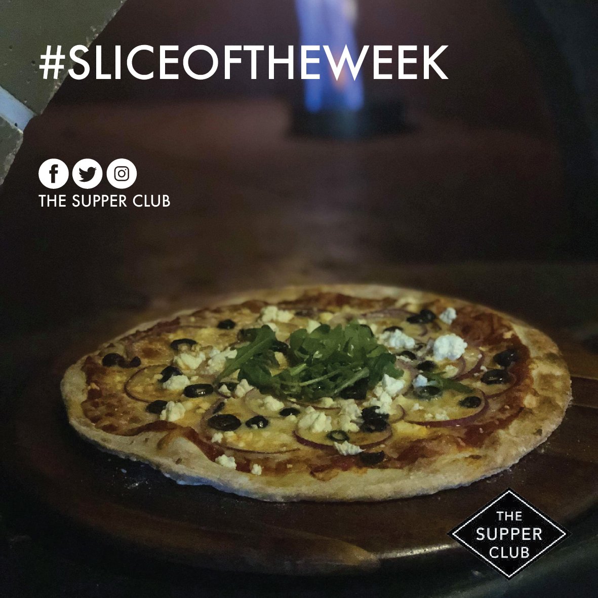 thesupperclubb's tweet photo. This weeks #sliceoftheweek is...The Poseidon!
A Tomato base topped with mouth-watering Mozzarella, Peppery Rocket, Feta Cheese, Crunchy Red Onions and Sliced Black Olives - Don't miss out on this Greek Treat! ๐
#TheSupperClub #ItsSupperTime #BarnsleyBars #BarnsleyFood https://t.co/Js8g9varfx