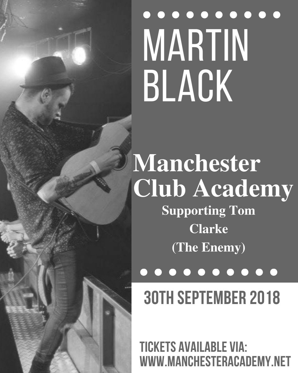 So excited to announce that i will be supporting @tomclarkepics of @theenemyband at @manchesteracademy on 30th September!! Tickets are available via: manchesteracademy.net

#theenemy #wladitt #manchestergigs #manchestergigscene #tomclarke #manchester
