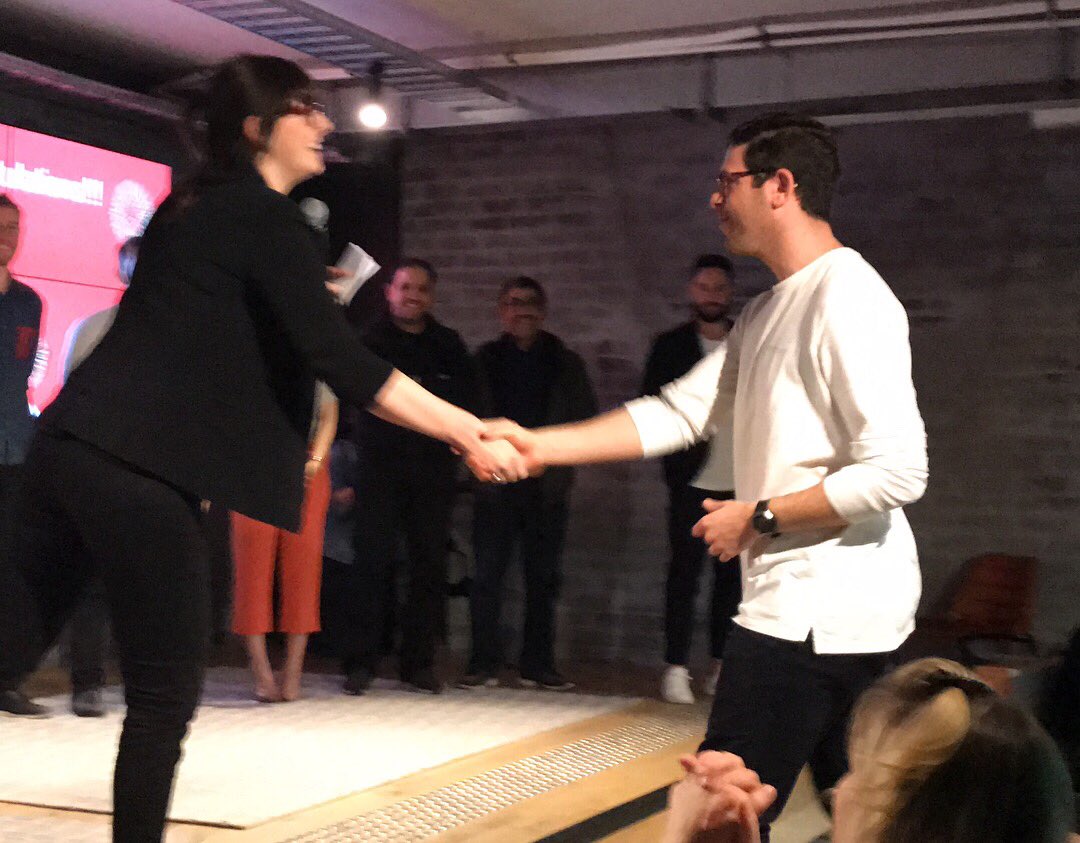 australia_tsn's tweet photo. The winners of #PitchforaSpot @CreativeCubesCo @MYOB #cubes3121 #startupvic - and an @elephant_ed in the room! https://t.co/UKQzzPI9AO