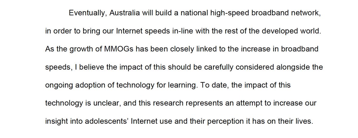 Ten years ago this was the final paragraph of my 4th Year Psych thesis.  
It still rings pretty true... 

#videgaming #teensandtech #screentime #gamingdisorder #edutech