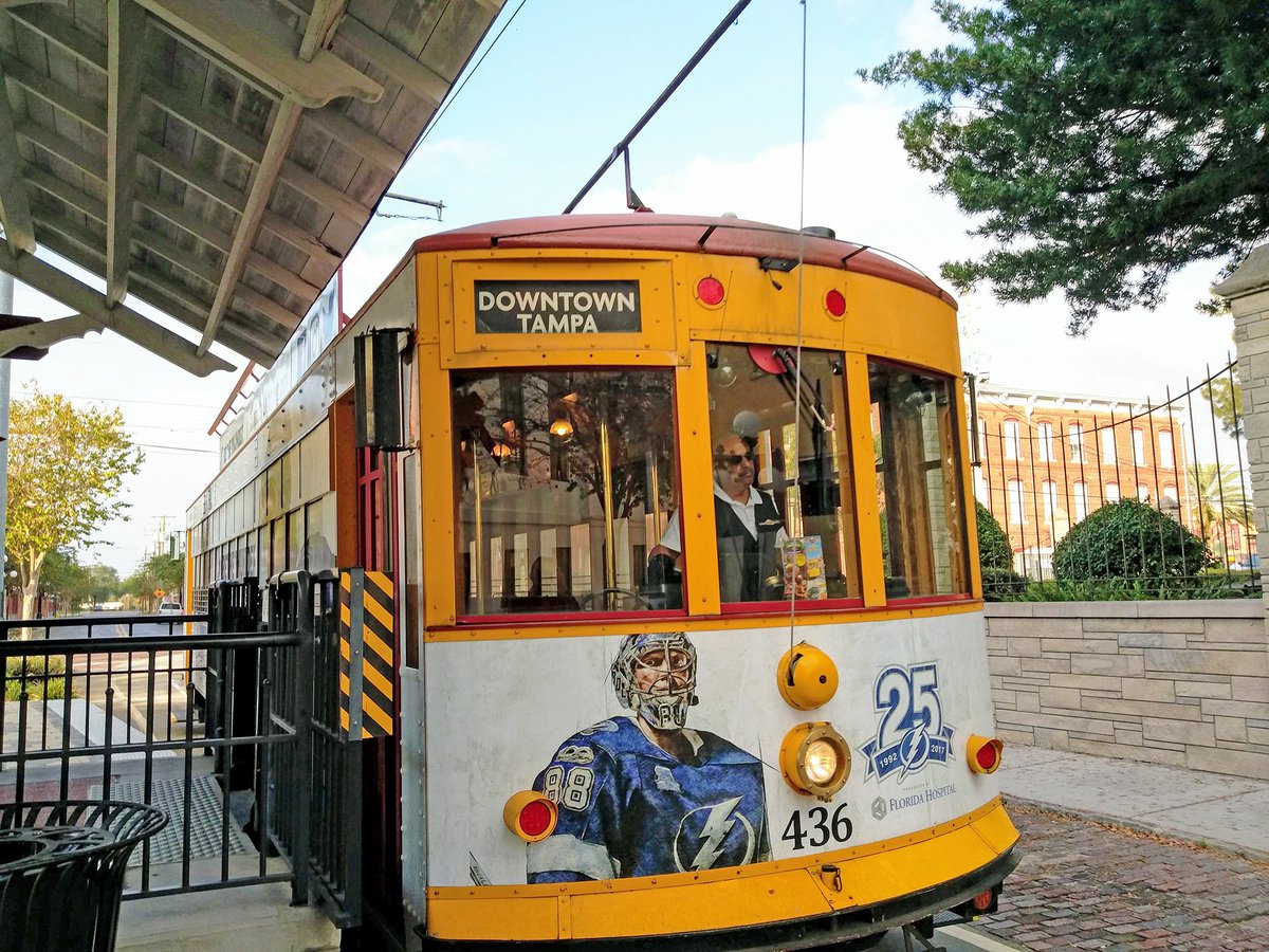TampaStreetcar's tweet image. The #Bolts are BACK! @TampaStreetcar service is once again extended for all weeknight @TBLightning games! Service until MIDNIGHT for tomorrow's preseason game. #GoBolts