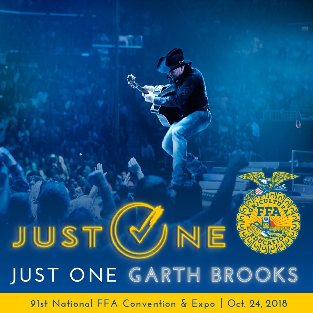 National FFA (@nationalffa) on Twitter photo It is official: GARTH BROOKS will take the stage October 24 at this year's National FFA Convention & Expo.
Tickets go on sale for convention attendees September 19! RETWEET if you ARE READY for Garth! 🎵 #FFAJustOne <a href="/garthbrooks/">Garth Brooks</a> It is official: GARTH BROOKS will take the stage October 24 at this year's National FFA Convention & Expo.
Tickets go on sale for convention attendees September 19! RETWEET if you ARE READY for Garth! 🎵 #FFAJustOne <a href="/garthbrooks/">Garth Brooks</a>