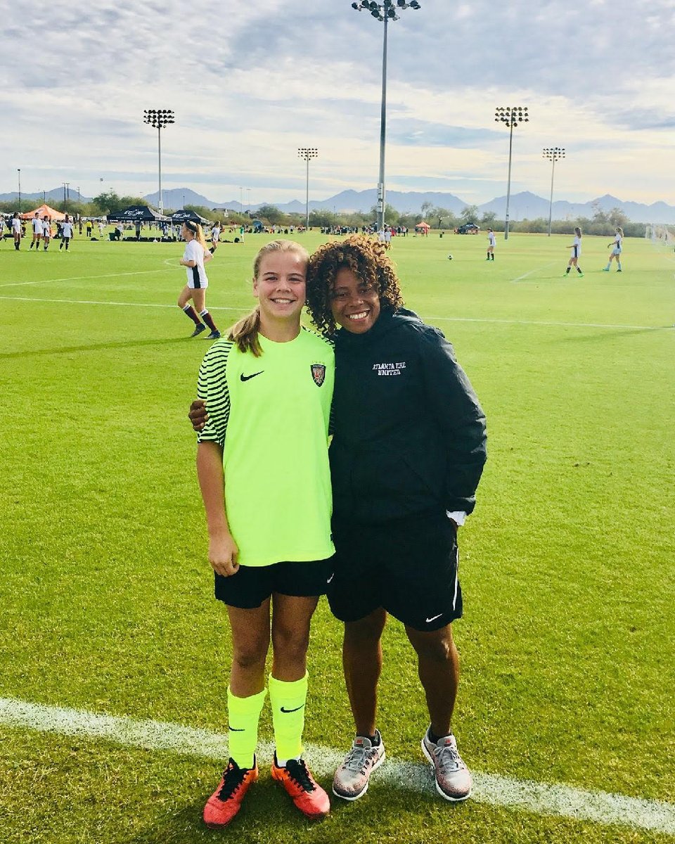 atlantaunitedsa's tweet photo. Meet Molly Pritchard, the Goalkeeper for the U16 ECNL team with her Coach, Nadine Kezebou. Molly received the MVP award at the Clemson University ID Camp as best goalkeeper. https://t.co/CVz9ZS3SdM