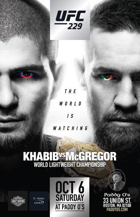 Watch LIVE UFC 229 ⁦<a href="/PaddyOs1/">Paddy O's Boston</a>⁩  Boston October 6th!! Limited Tix So Get Yours, Best Place to watch the Fight in Boston 🇮🇪🇮🇪eventbrite.com/e/ufc-229-khab…