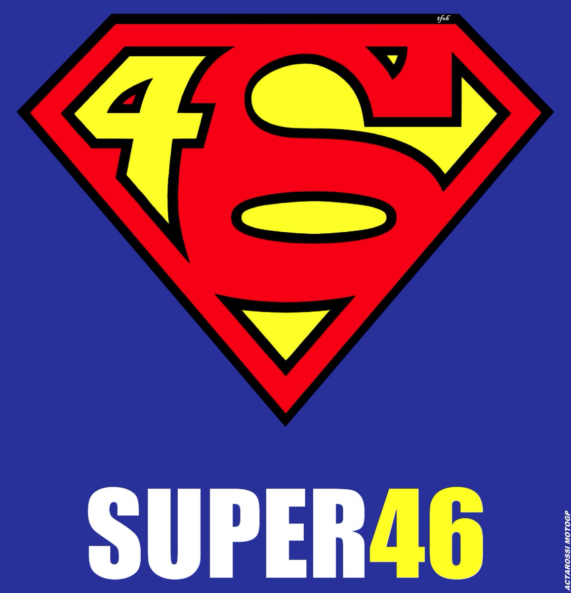 Actarossi's tweet photo. "SUPER46"... e non c'è kryptonite che tenga!🤜@ValeYellow46 @fanclubVR46 @BoxOfficialVR46 @DID_Design @guidomeda @SkySportMotoGP @sanchini_mauro @camilss @MotoGP @Camicioli @UccioYellow46 by tfoh #VR46 #superman #super46 https://t.co/kI8RObeyVr
