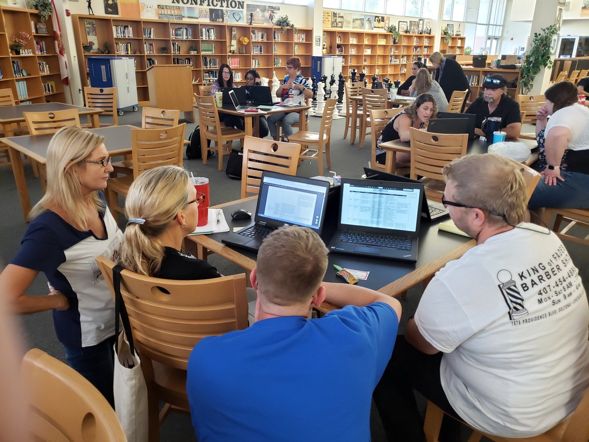 JLastowskiVCS's tweet photo. Alg 1, Alg 1a and LAM 1 teachers are having awesome discussions while digging into the standards, looking at ALDs and finding tasks that meet the demand.  @VCSMath  #AllIn #CoreAction1 https://t.co/H6rEKt8GWY